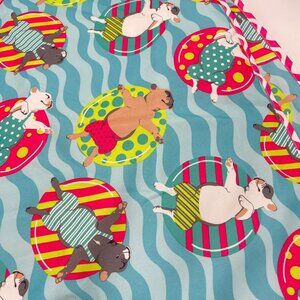 Max Studio Picnic Blanket Beach French Bulldogs Frenchie Float Blue Pink Outdoor